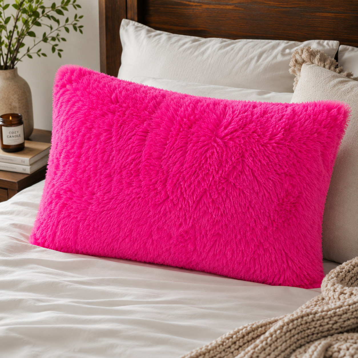 Almohada Peluda Fucsia