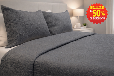 Colcha King Size Matt Satín Gris Oxford