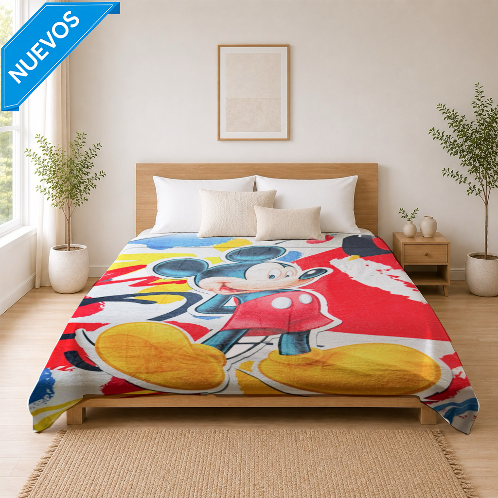 Cobertor Rachel Silk Matrimonial Mickey Alegre Multicolor