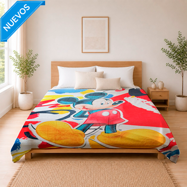 Cobertor Rachel Silk Matrimonial Mickey Alegre Multicolor