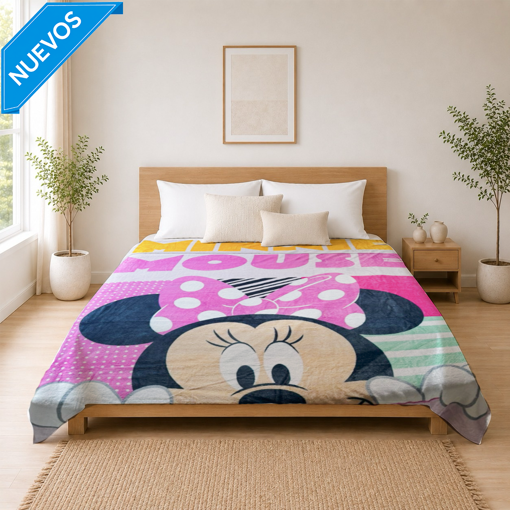 Cobertor Rachel Silk Matrimonial Minnie Mouse Pink
