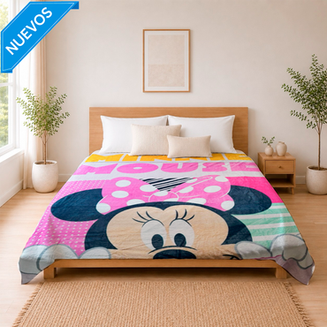 Cobertor Rachel Silk Matrimonial Minnie Mouse Pink