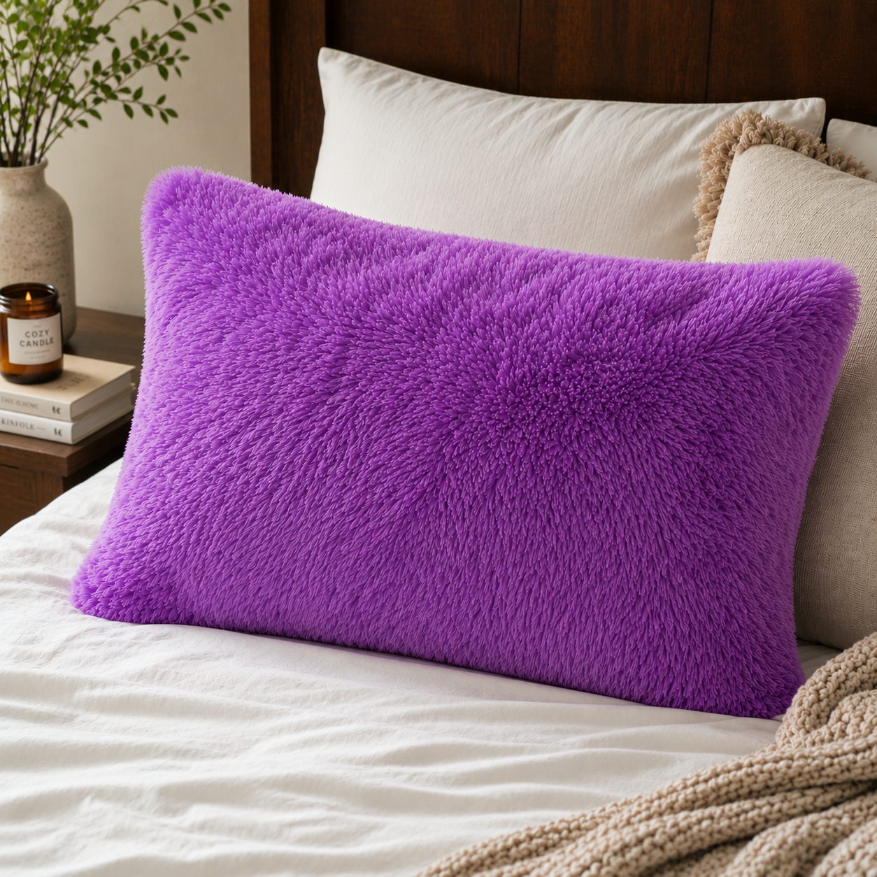 Almohada Peluda Morada