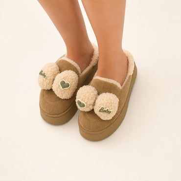 Pantufla Fantasía Moño Beige - Pantuflas
