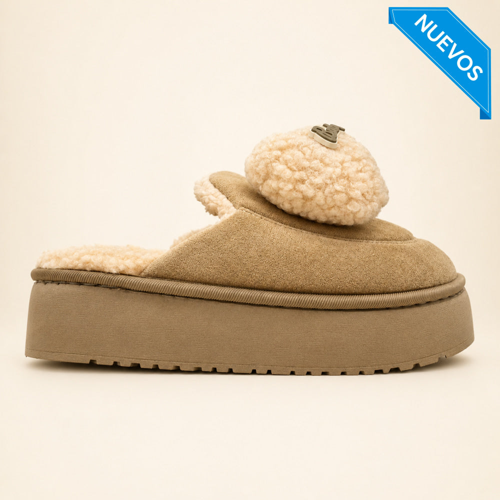 Pantufla Fantasía Moño Beige - Pantuflas