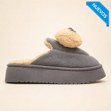 Pantufla Fantasía Moño Grey - Pantuflas