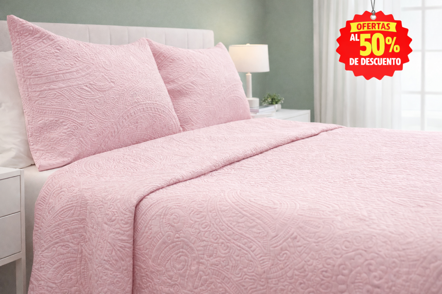 Colcha King Size Matt Satín Rosa