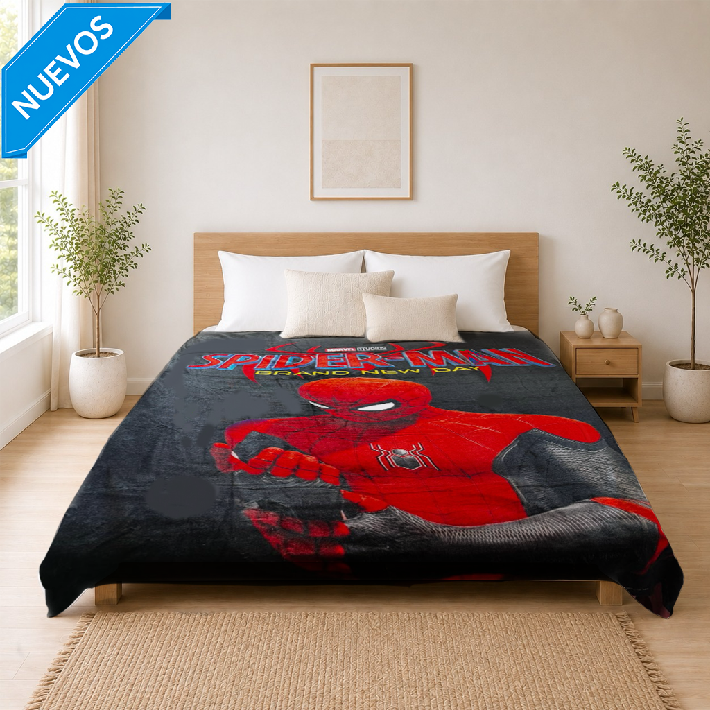 Cobertor Rachel Silk Matrimonial Spiderman Negro