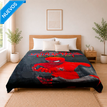Cobertor Rachel Silk Matrimonial Spiderman Negro