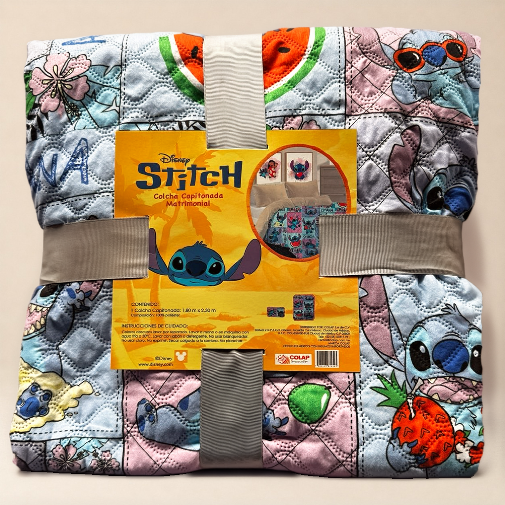 Colcha Disney Patchwork Matrimonial Stitch Beige