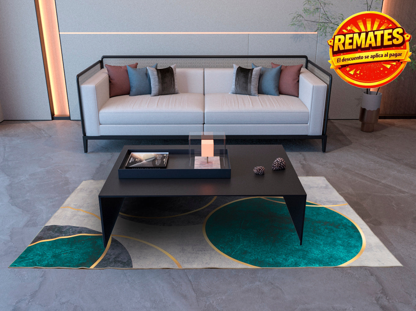 Tapete Decorativo Círculos Gris Tapete