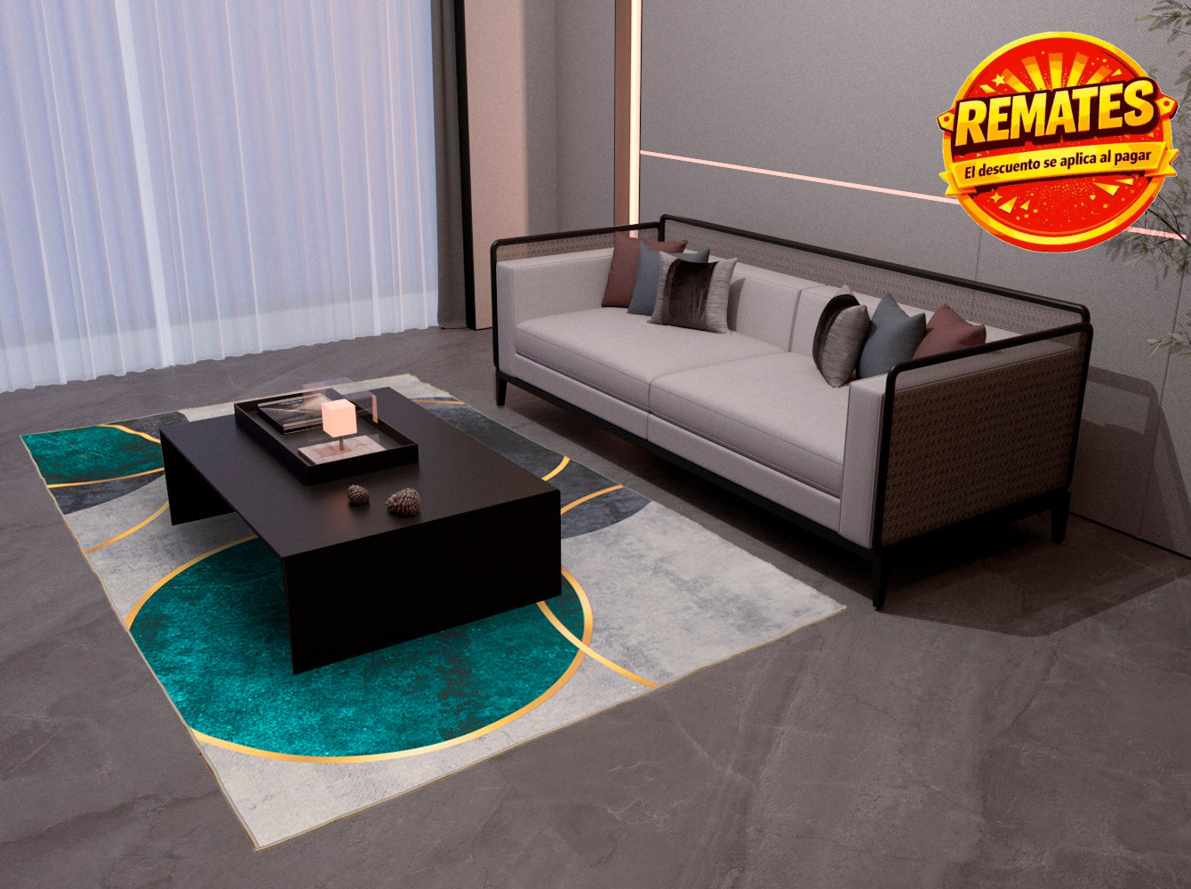 Tapete Decorativo Círculos Gris Tapete