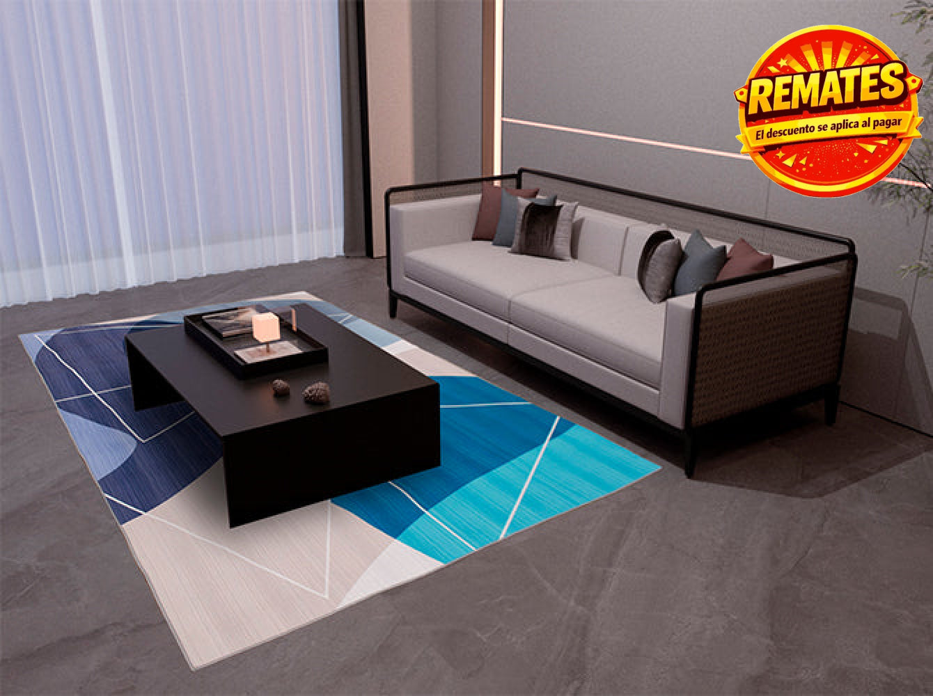 Tapete Decorativo Rombos Gris Tapete