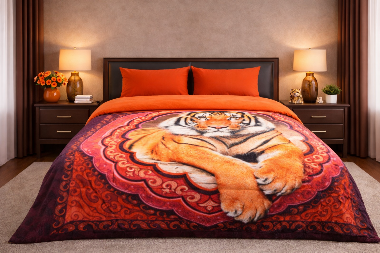 Edredón Borrego King Size Tigre Real