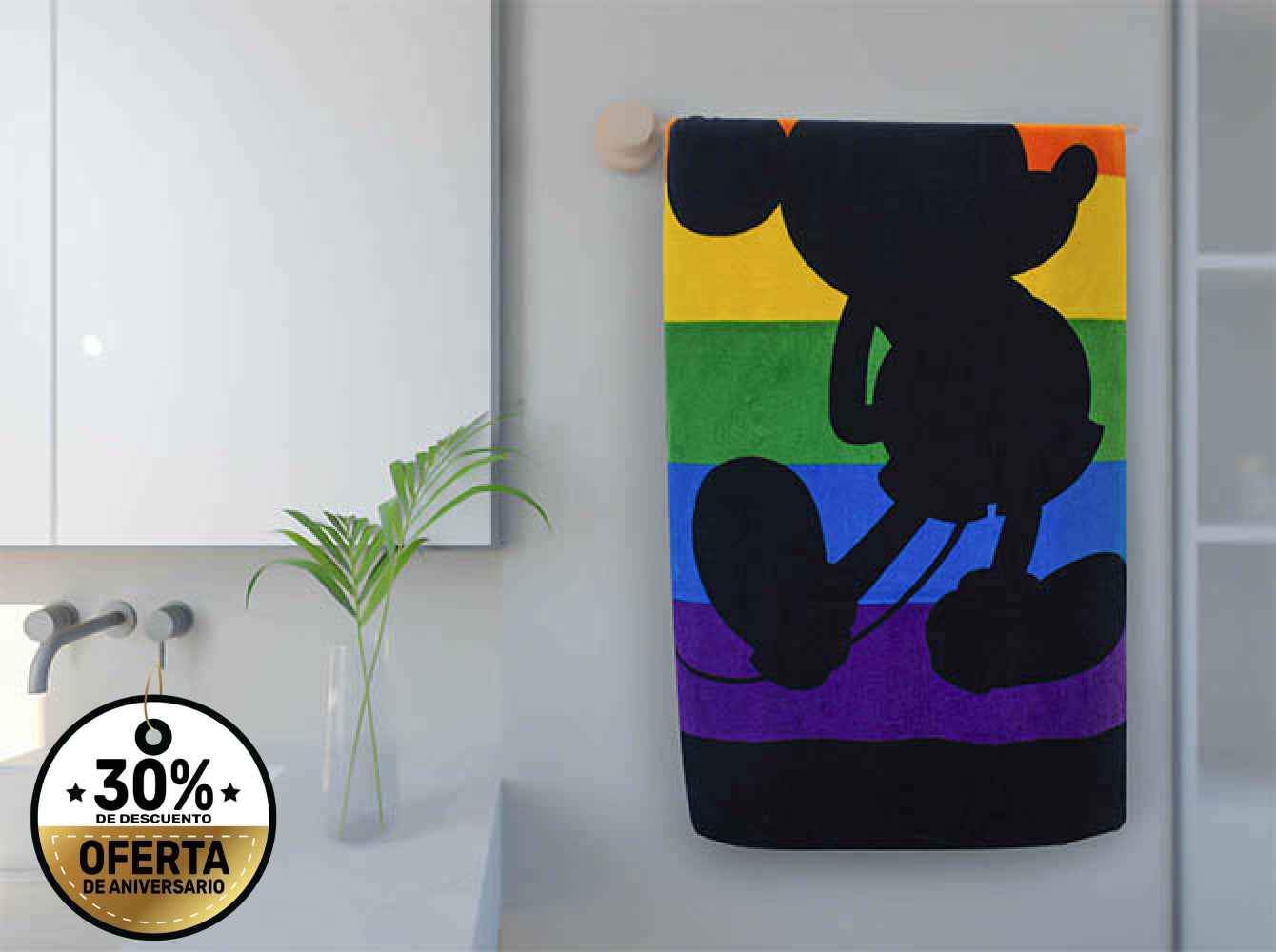 Toalla Medio Baño Disney Mickey Rainbow TOALLA