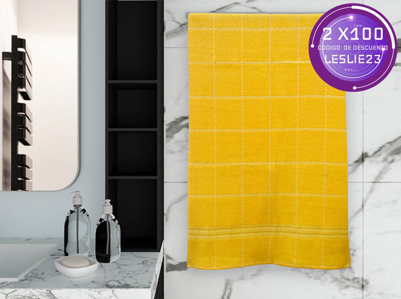 Toalla Medio Baño Leslie Amarillo Toallas
