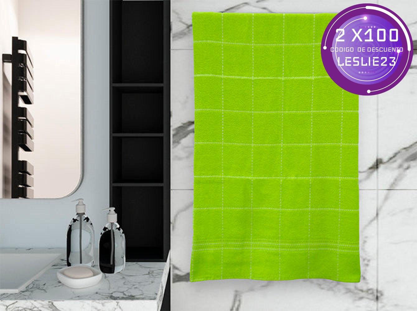 Toalla Medio Baño Leslie Verde Toallas