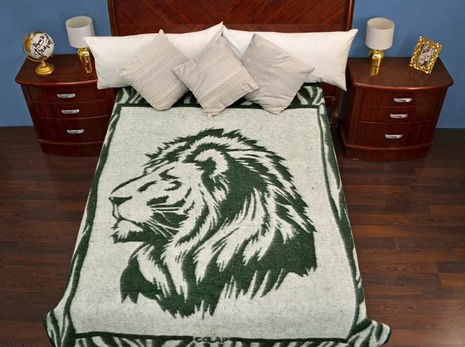 Cobertor Jacquard Matrimonial León I Verde con Blanco