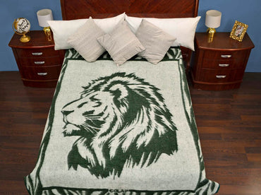 Cobertor Jacquard Matrimonial León I Verde con Blanco