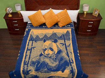 Cobertor Jacquard Matrimonial Panda Azul