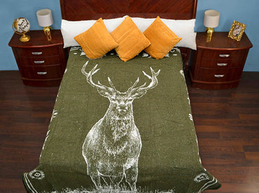 Cobertor Jacquard Sobrecamero Venado Verde Seco