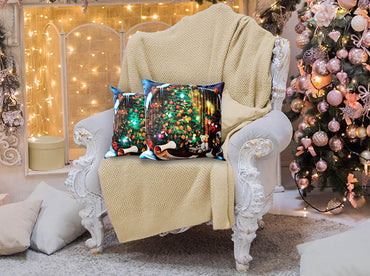 Cojín Con Luz Navideño Árbol