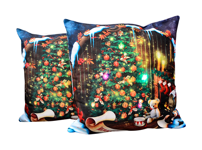 Cojín Con Luz Navideño Árbol