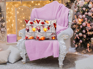 Cojín Con Luz Navideño Corazones