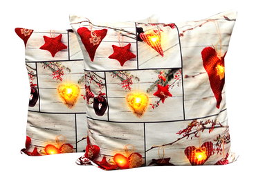Cojín Con Luz Navideño Corazones