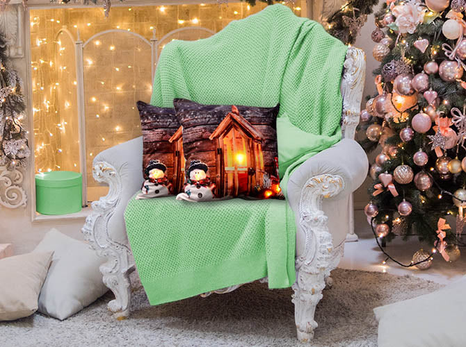 Cojín Con Luz Navideño Muñeco de Nieve