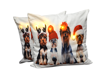 Cojín Con Luz Navideño Perritos