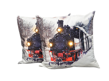 Cojín Con Luz Navideño Tren Negro