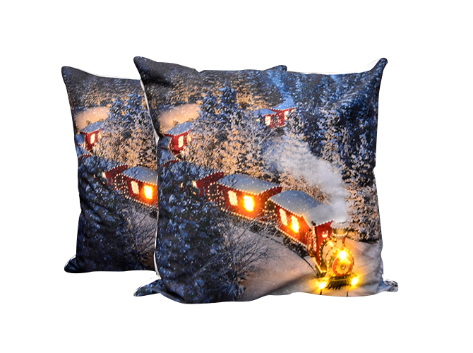 Cojín Con Luz Navideño Tren Rojo