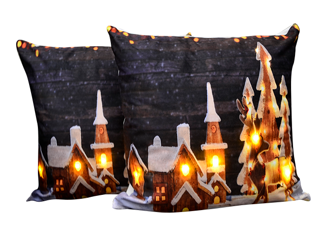 Cojín Con Luz Navideño Villa Gengibre