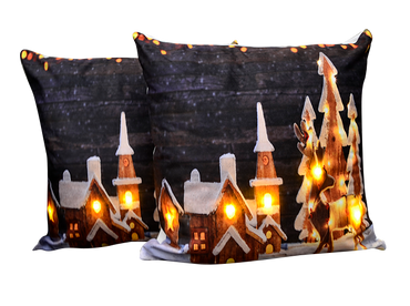 Cojín Con Luz Navideño Villa Gengibre